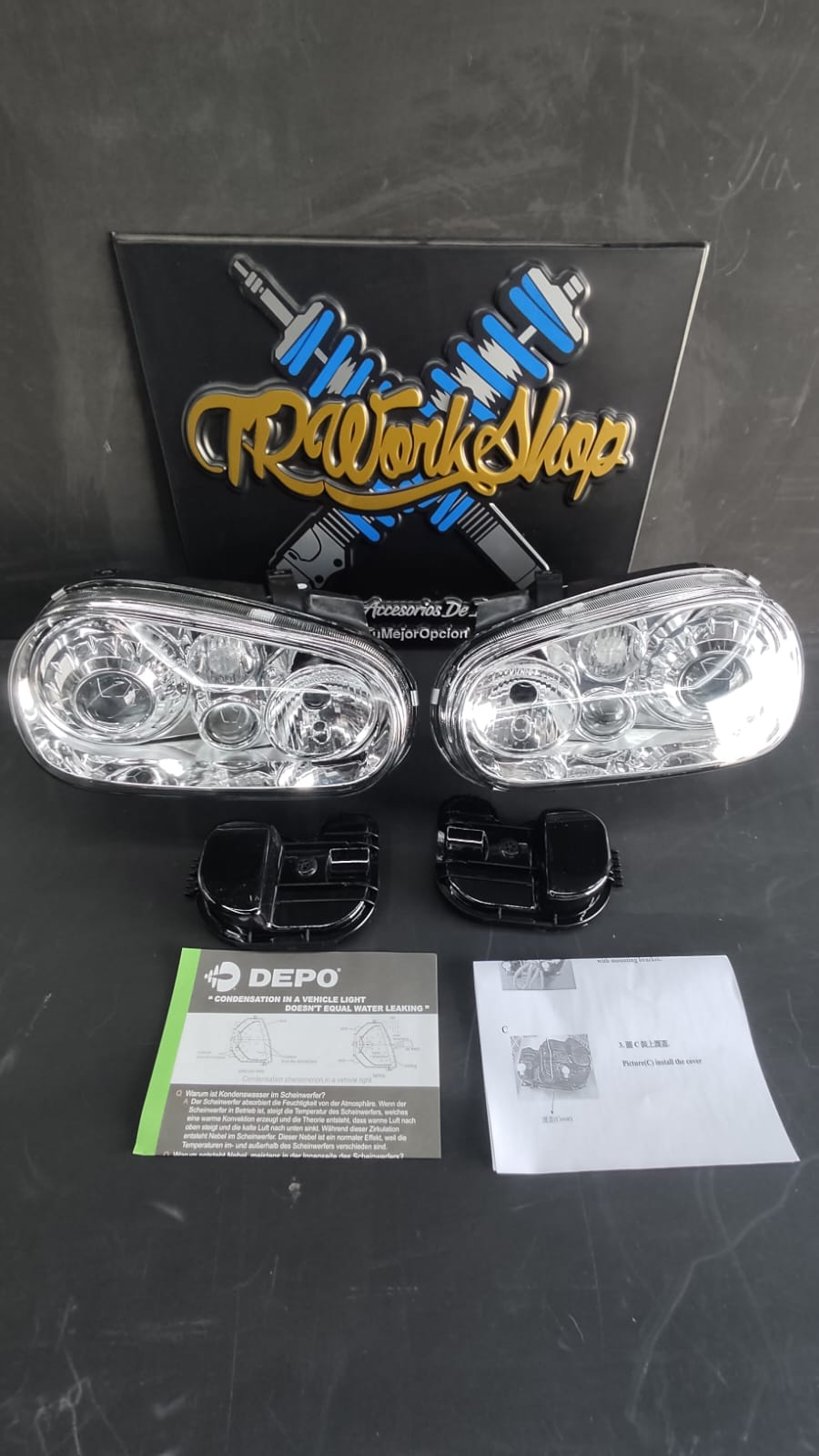 Faros E-Code Cromo con Niebla Golf GTI Mk4 R32 Euro | Depo