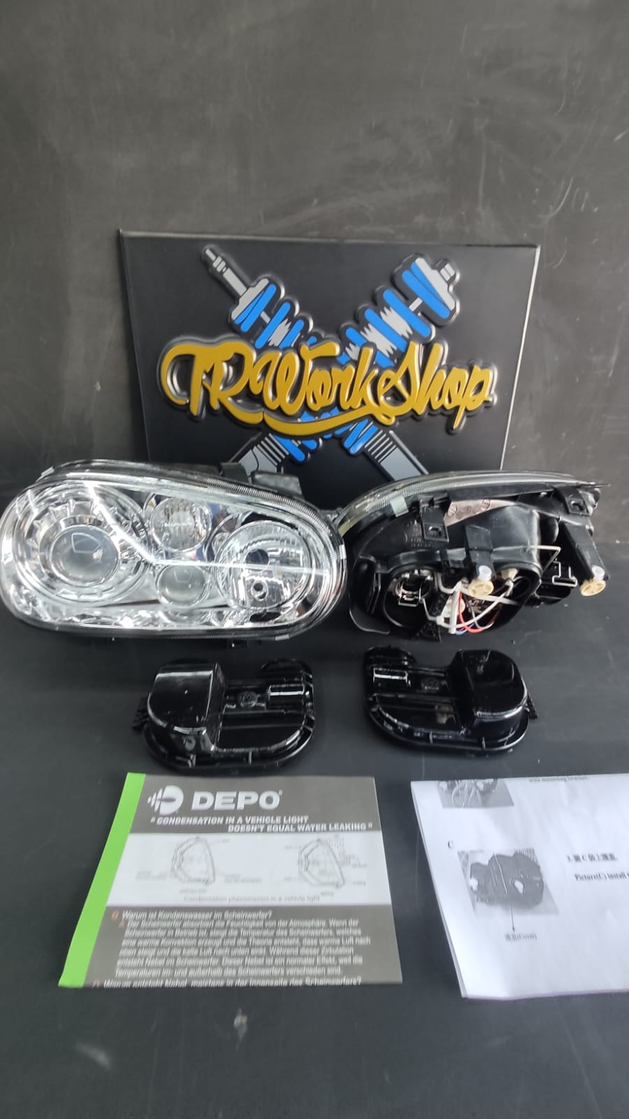 Faros E-Code Cromo con Niebla Golf GTI Mk4 R32 Euro | Depo