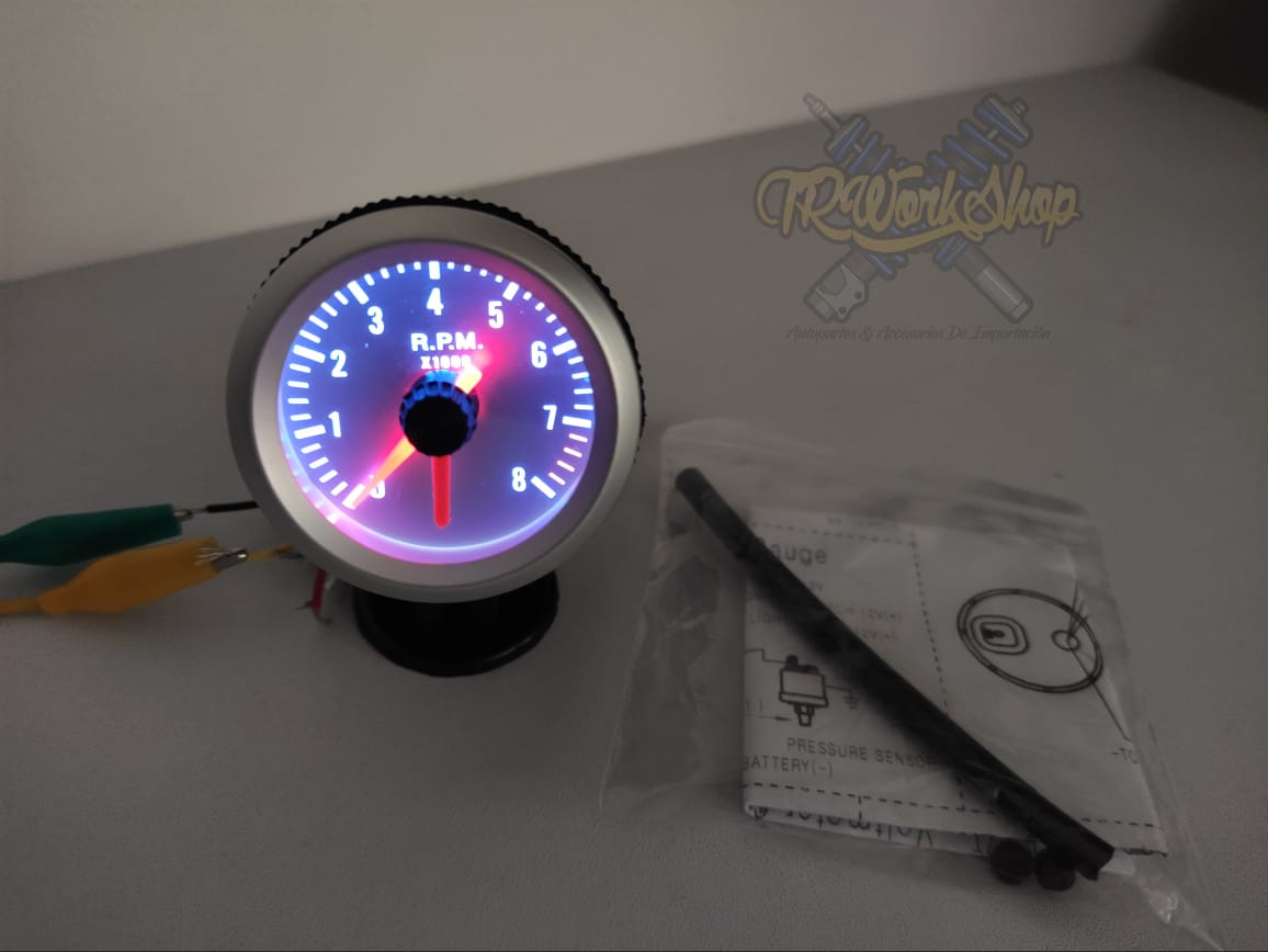 Tacómetro Universal Plata 52mm | 4, 6 y 8 Cilindros | Incluye Pod | TRWS