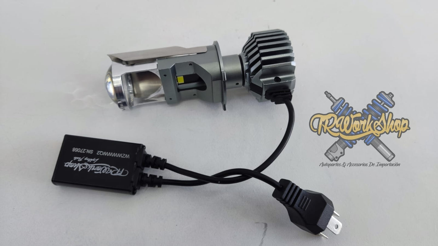 LED H4 Mini Proyector Motocicleta 6000K | Canbus Alta Calidad
