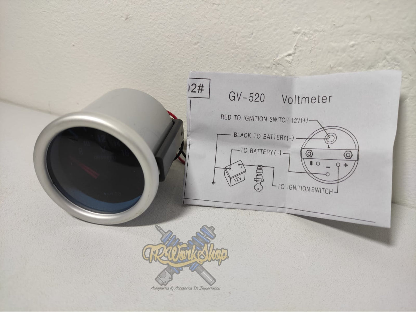Medidor de Voltaje 8V a 16V 52mm Universal | Negro Humo | Luz Blanca | TRWS