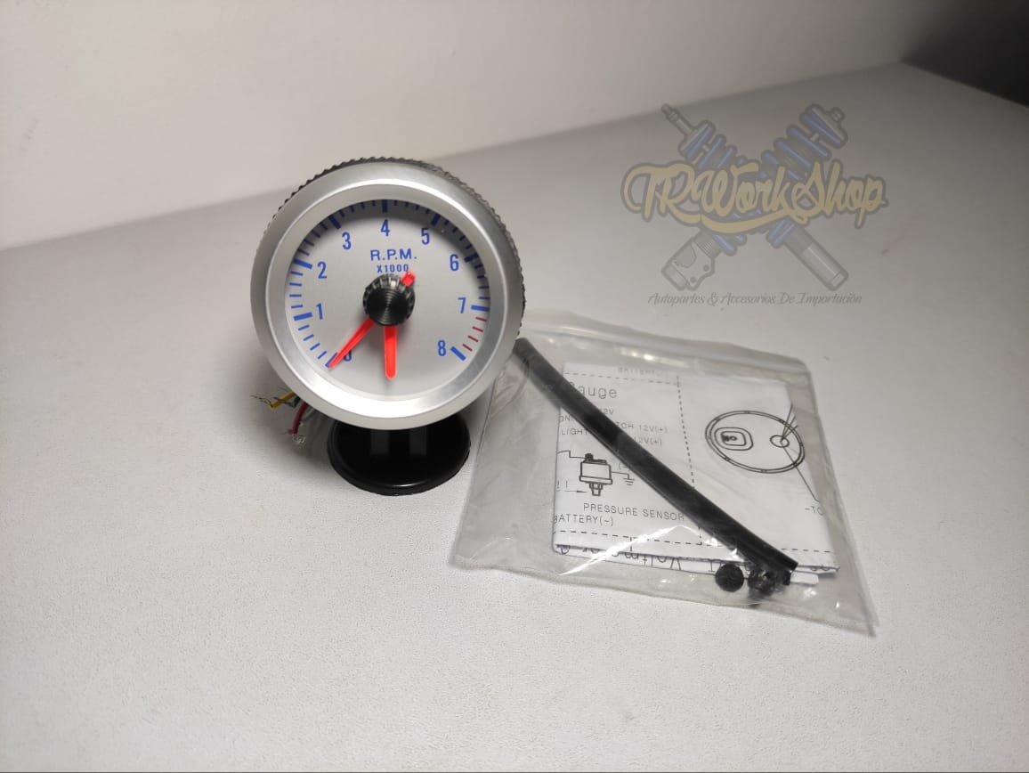 Tacómetro Universal Plata 52mm | 4, 6 y 8 Cilindros | Incluye Pod | TRWS