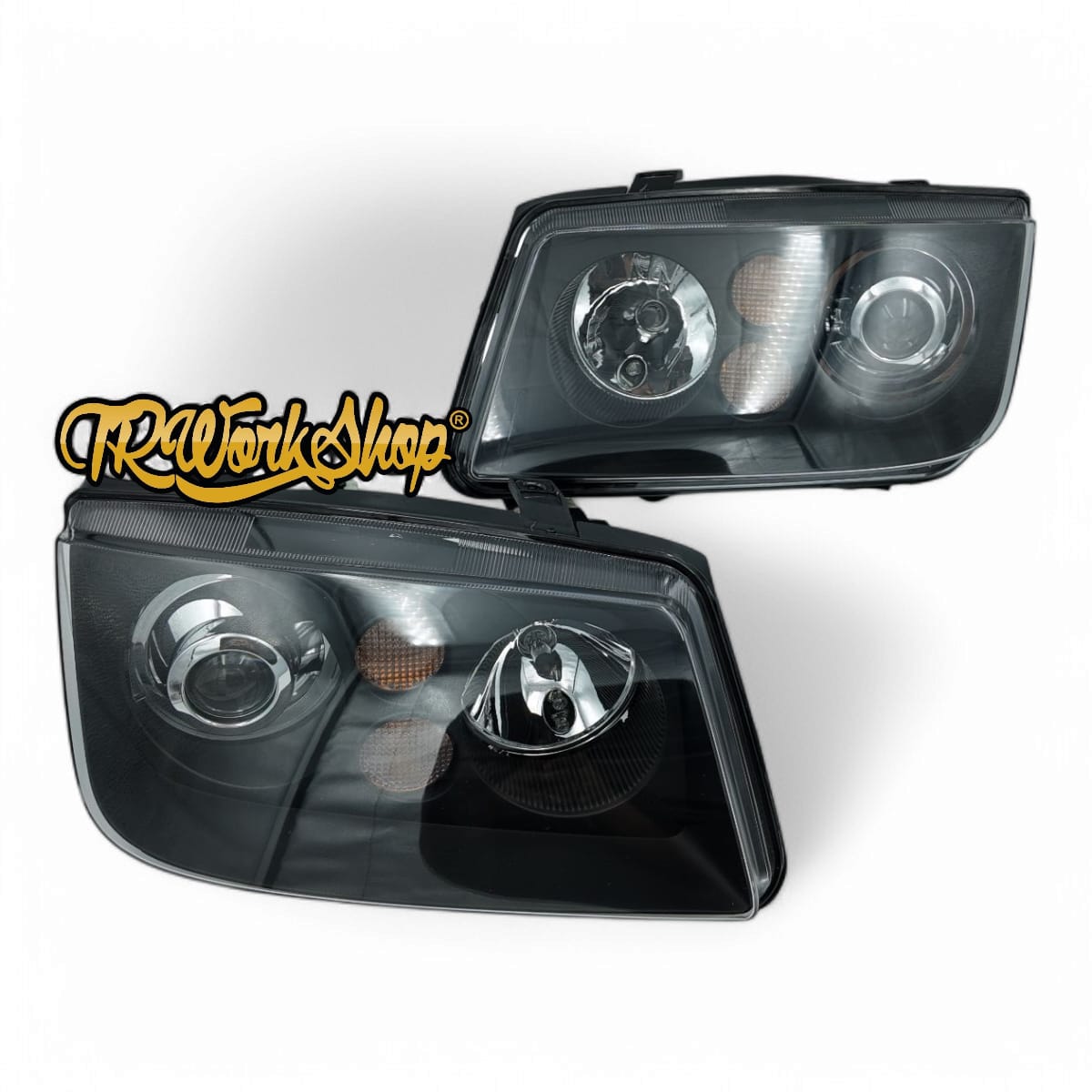 Faros VW Jetta A4 Mk4 Bora Tipo R-Line Chrome & Black Euro Style (Par) | Depo