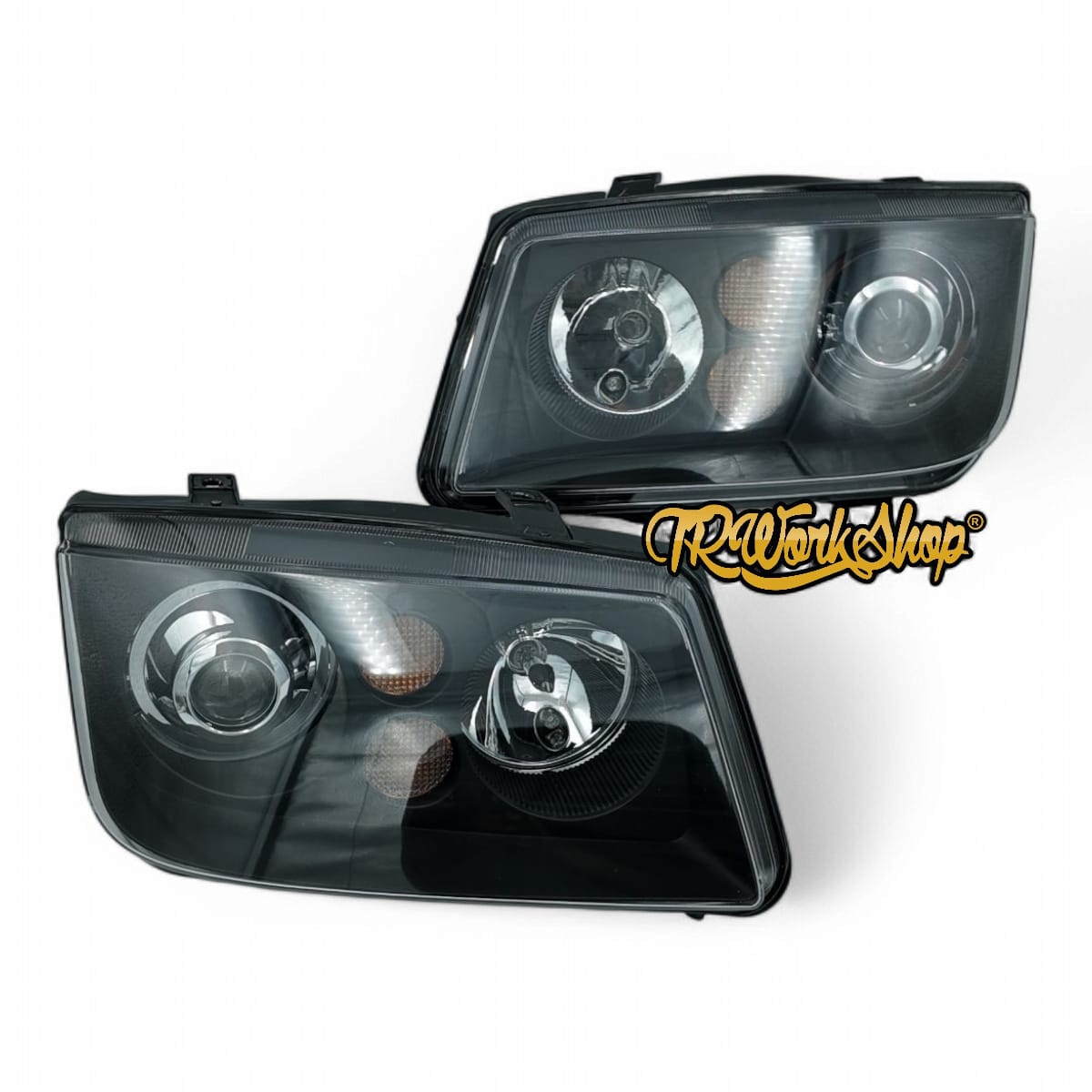 Faros VW Jetta A4 Mk4 Bora Tipo R-Line Chrome & Black Euro Style (Par) | Depo