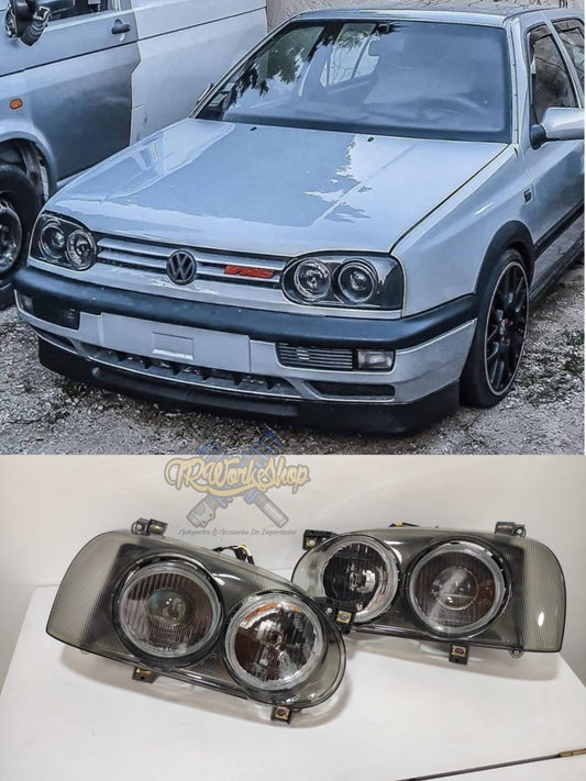 Faros Smoke VW Golf VR6 GTI Cabrio MK3 A3 Dual Round (2 Pzas) - TYC