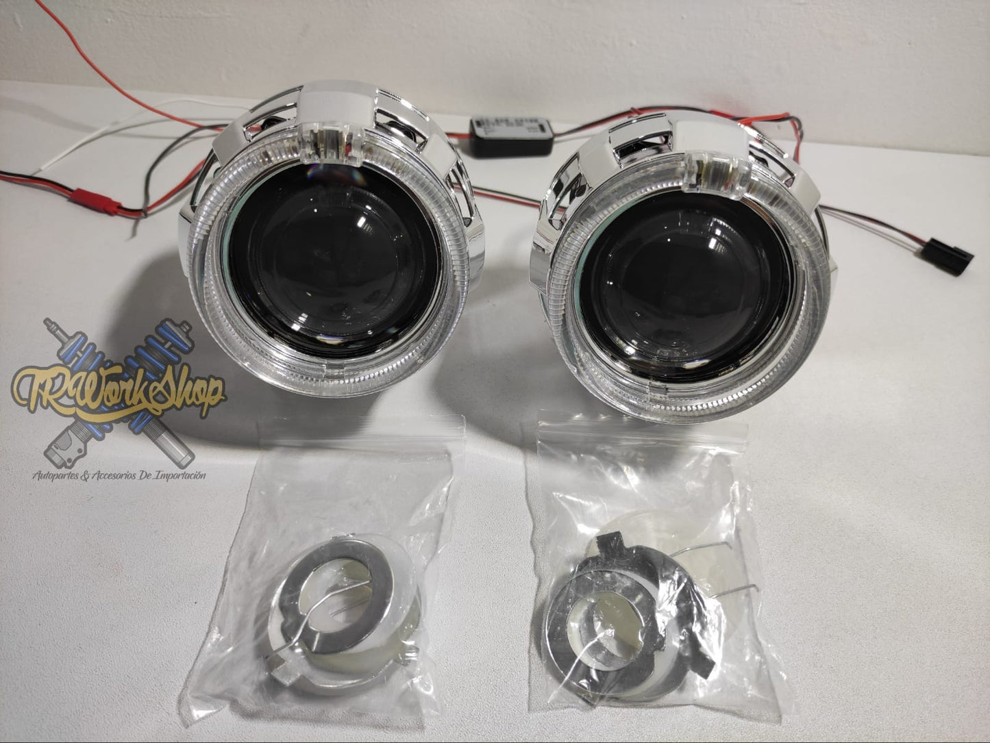 Proyectores Ojo de Ángel Blanco | 2.5” Bi-Xenón | Para Faro H4 y H7 | Retrofit Universal | TRWS