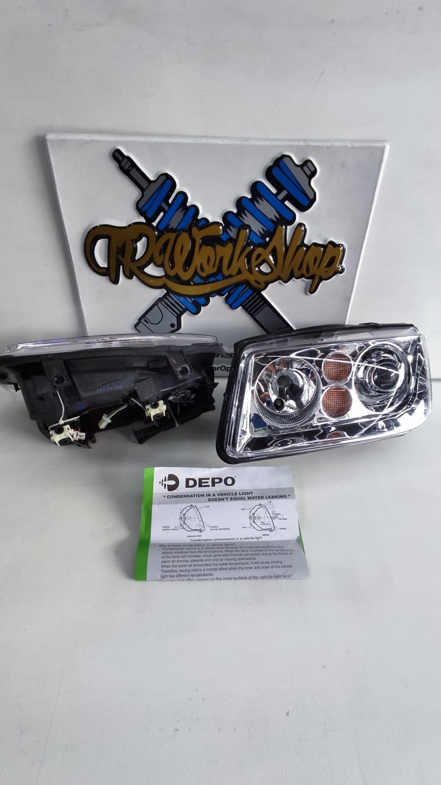 Faros VW Jetta A4 Mk4 Bora Tipo R-Line Chrome & Black Euro Style (Par) | Depo