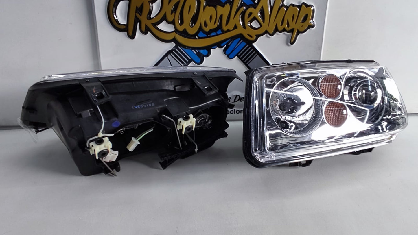 Faros VW Jetta A4 Mk4 Bora Tipo R-Line Chrome & Black Euro Style (Par) | Depo