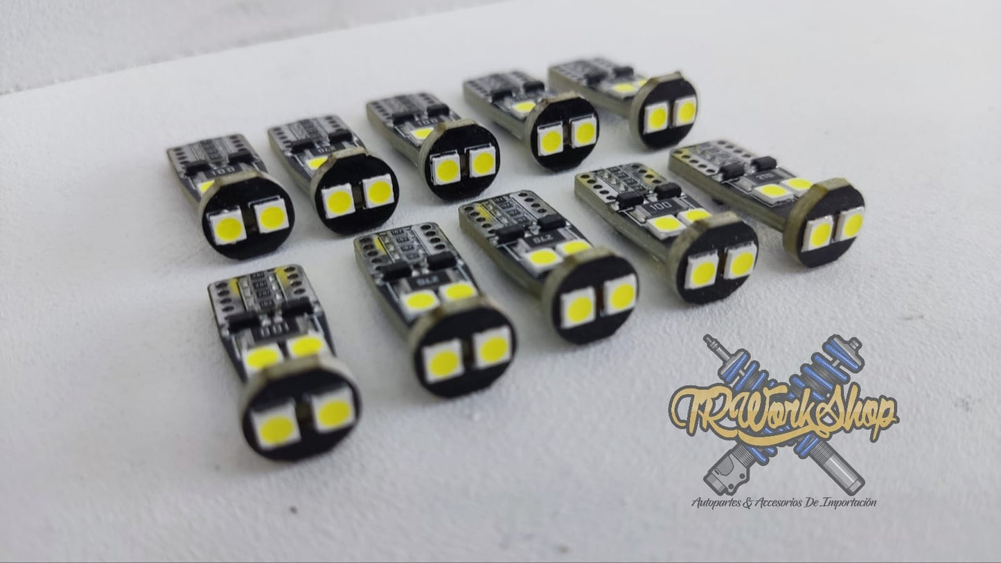 Focos LED T10 Canbus Sin Error 12V | Kit 10 Piezas | Blanco Cálido | TRWS