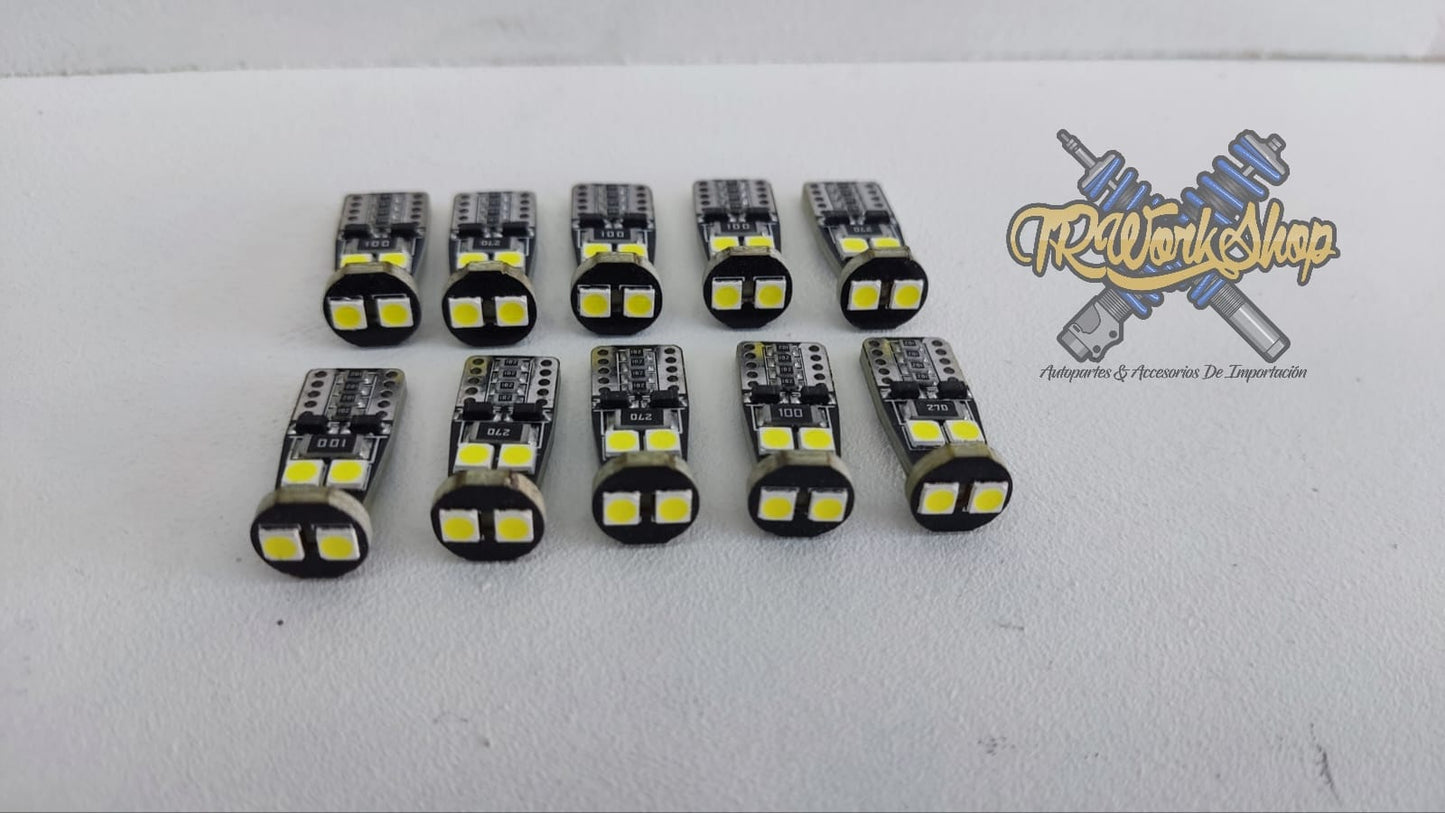 Focos LED T10 Canbus Sin Error 12V | Kit 10 Piezas | Blanco Cálido | TRWS