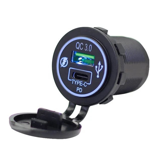 10 Pzas Cargador USB + Tipo C Carga Rápida 12V-24V Auto y Bus | TRWS